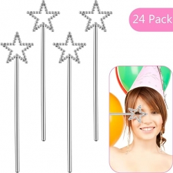 Skylety 24 Pieces Plastic Dress-up Wand Princess Wands for Girl's Princess Costume Role Play (Star Wand) 