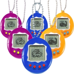 6 Pieces Virtual Electronic Digital Pets Keychain Game Keyring Electronic Toys Nostalgic Virtual Digital Pet Retro Handheld Game Machine (6 Pieces, Rose Red, Yellow, Blue) 